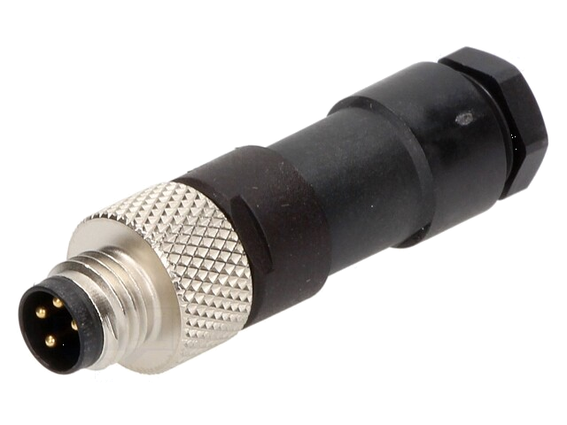 Connector: M8; mannelijk; PIN: 4; recht; voor draad; stekker; 4A Connector: M8; mannelijk; PIN: 4; recht; voor draad; stekker; 4A